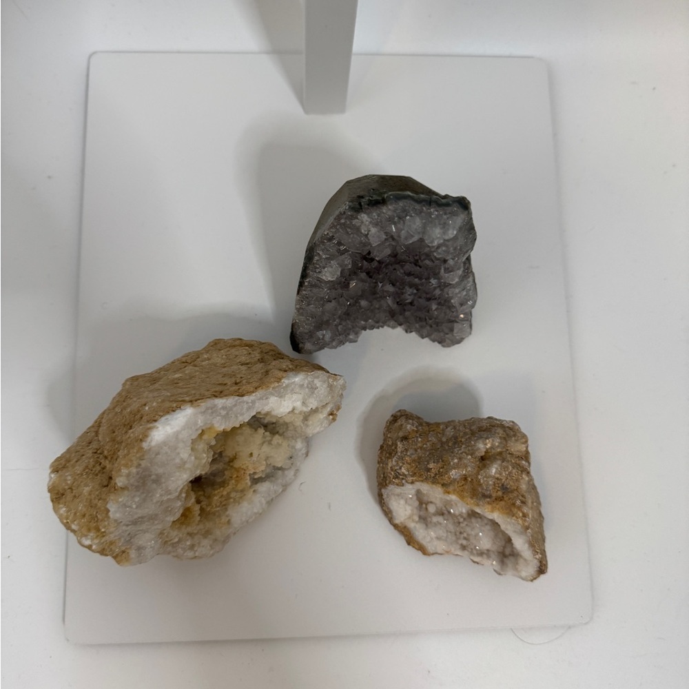 Natural Geode Quartz Crystal Cluster Lot – White & Gray Stones Home Decor - Picture 2 of 2